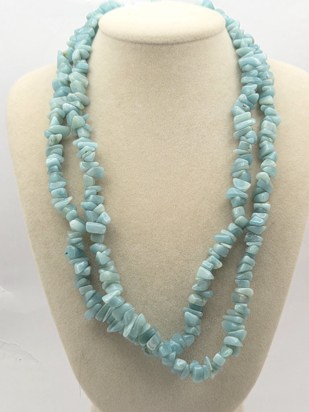 Blue Amazonite Raw Chip Bead Strand Necklace - 34" Long